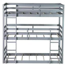 Twin Triple Wood Bunk Bed with 2 Built-in Ladders, Detachable into 3 Twin Beds