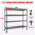 5-Tier Metal Storage Shelving Unit with Wheels