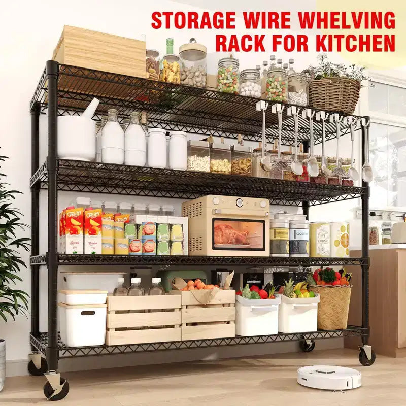 5-Tier Metal Storage Shelving Unit with Wheels