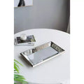 20 x 12 Inch Antique Silver Rectangular Wall Mirror with Floral Accents