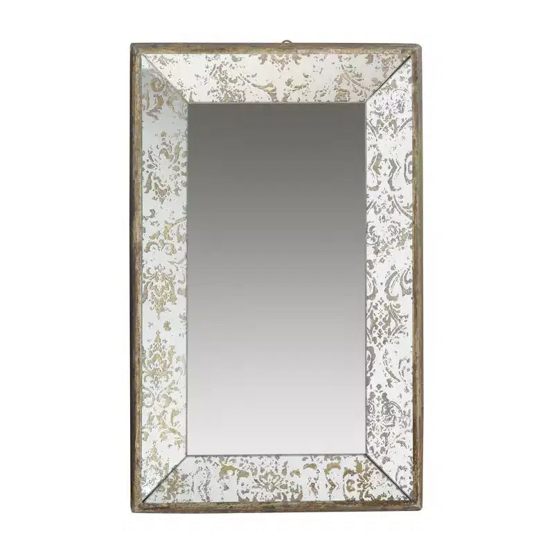 20 x 12 Inch Rectangular Wall Mirror with Vintage Floral Frame