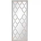 Full Length Floor Mirror with Octagon Frame, 24 x 60 Inch, Distressed White