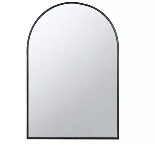 24 x 36 Inch Black Arched Wall Mirror with Metal Frame