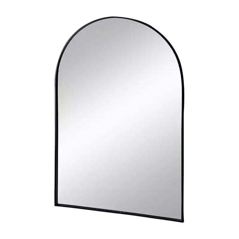 24 x 36 Inch Black Arched Wall Mirror with Metal Frame