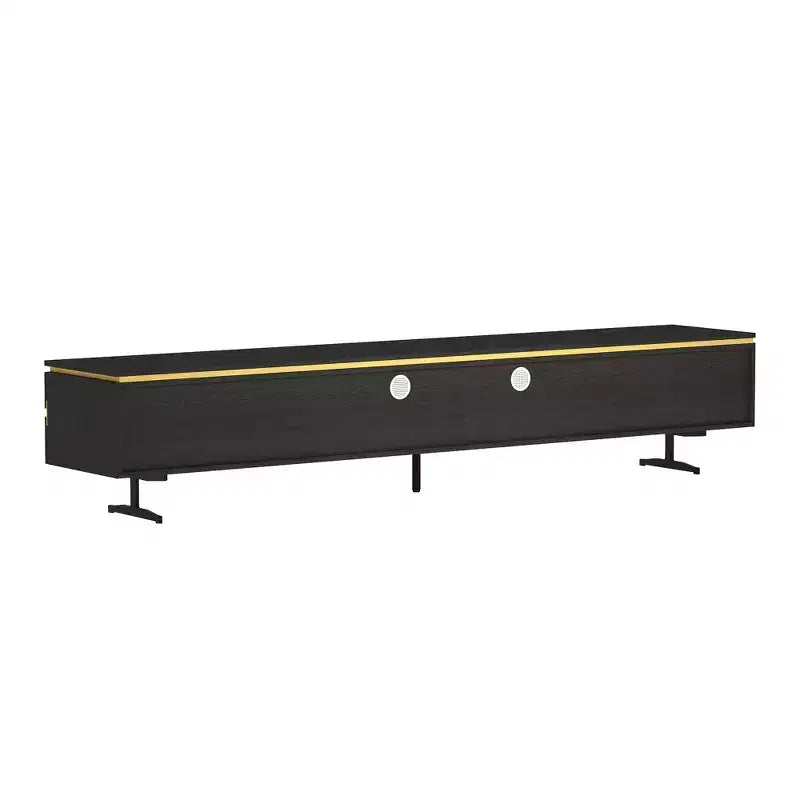 86.61" Black TV Stand & Media Console with Storage Drawers, Enclosed Cabinets, Metal Legs & Cable Management