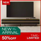 86.61" Black TV Stand & Media Console with Storage Drawers, Enclosed Cabinets, Metal Legs & Cable Management