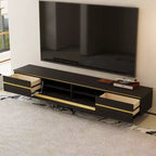 86.61" Black TV Stand & Media Console with Storage Drawers, Enclosed Cabinets, Metal Legs & Cable Management
