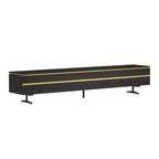 86.61" Black TV Stand & Media Console with Storage Drawers, Enclosed Cabinets, Metal Legs & Cable Management