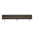 86.61" Black TV Stand & Media Console with Storage Drawers, Enclosed Cabinets, Metal Legs & Cable Management
