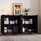 Buffet Cabinet with Storage – 4 Fluted Doors Sideboard with Adjustable Shelves