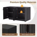 Buffet Cabinet with Storage – 4 Fluted Doors Sideboard with Adjustable Shelves