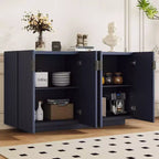 Buffet Cabinet with Storage – 4 Fluted Doors Sideboard with Adjustable Shelves