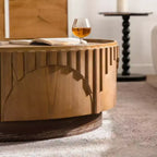 36-Inch Round Coffee Table with MDF Top and Wood Veneer Finish