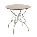 Round Wooden Table with Metal Scrollwork Legs White Finish 31.5x31.5