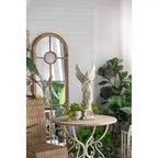 Round Wooden Table with Metal Scrollwork Legs White Finish 31.5x31.5