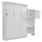 Queen Size Murphy Bed with Storage Shelves and Louvered Cabinet