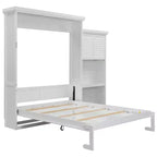 Queen Size Murphy Bed with Storage Shelves and Louvered Cabinet