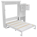 Queen Size Murphy Bed with Storage Shelves and Louvered Cabinet