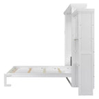 Queen Size Murphy Bed with Storage Shelves and Louvered Cabinet