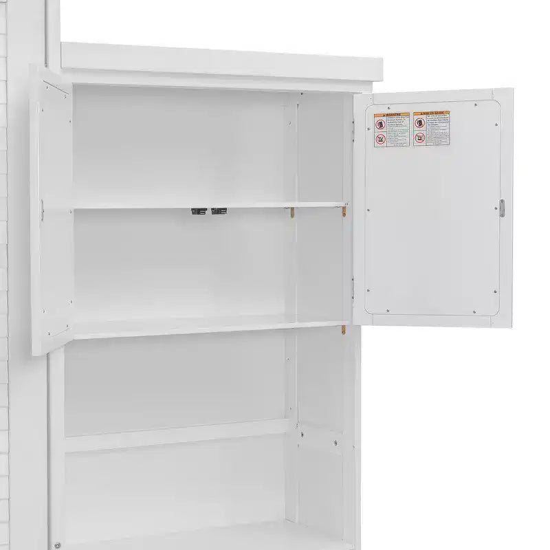Queen Size Murphy Bed with Storage Shelves and Louvered Cabinet