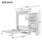 Queen Size Murphy Bed with Storage Shelves and Louvered Cabinet