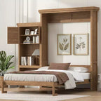 Queen Size Murphy Bed with Storage Shelves and Louvered Cabinet