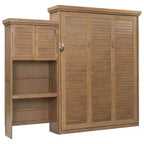 Queen Size Murphy Bed with Storage Shelves and Louvered Cabinet