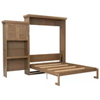 Queen Size Murphy Bed with Storage Shelves and Louvered Cabinet