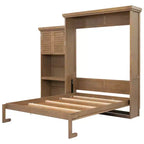 Queen Size Murphy Bed with Storage Shelves and Louvered Cabinet