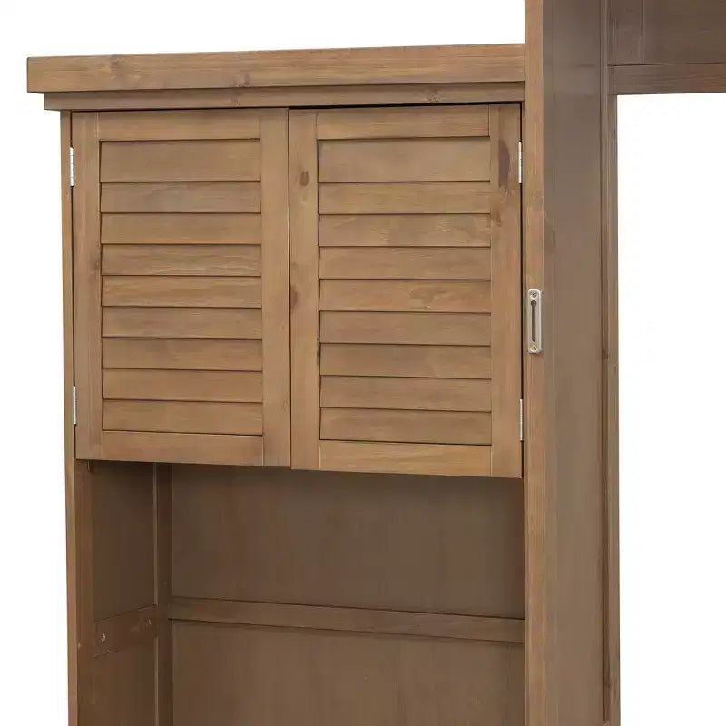 Queen Size Murphy Bed with Storage Shelves and Louvered Cabinet
