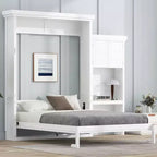 Queen Size Murphy Bed with Storage Shelves and Louvered Cabinet