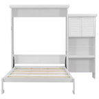 Queen Size Murphy Bed with Storage Shelves and Louvered Cabinet