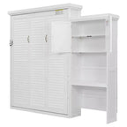 Queen Size Murphy Bed with Storage Shelves and Louvered Cabinet