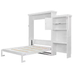 Queen Size Murphy Bed with Storage Shelves and Louvered Cabinet