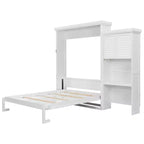 Queen Size Murphy Bed with Storage Shelves and Louvered Cabinet
