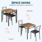 Dining Table Set for 2, Small Kitchen Table with 2 Upholstered Chairs, Farmhouse Wood Dining Table Chairs for Kitchen Room, Apartment