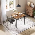 Dining Table Set for 2, Small Kitchen Table with 2 Upholstered Chairs, Farmhouse Wood Dining Table Chairs for Kitchen Room, Apartment
