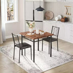 Dining Table Set for 2, Small Kitchen Table with 2 Upholstered Chairs, Farmhouse Wood Dining Table Chairs for Kitchen Room, Apartment