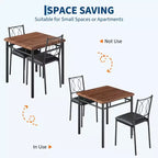 Dining Table Set for 2, Small Kitchen Table with 2 Upholstered Chairs, Farmhouse Wood Dining Table Chairs for Kitchen Room, Apartment
