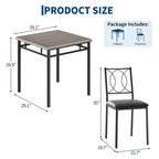 Dining Table Set for 2, Small Kitchen Table with 2 Upholstered Chairs, Farmhouse Wood Dining Table Chairs for Kitchen Room, Apartment