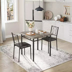 Dining Table Set for 2, Small Kitchen Table with 2 Upholstered Chairs, Farmhouse Wood Dining Table Chairs for Kitchen Room, Apartment