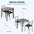 Dining Table Set for 2, Small Kitchen Table with 2 Upholstered Chairs, Farmhouse Wood Dining Table Chairs for Kitchen Room, Apartment