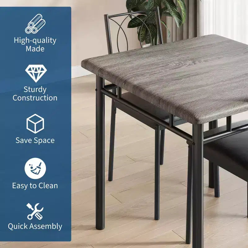 Dining Table Set for 2, Small Kitchen Table with 2 Upholstered Chairs, Farmhouse Wood Dining Table Chairs for Kitchen Room, Apartment