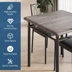 Dining Table Set for 2, Small Kitchen Table with 2 Upholstered Chairs, Farmhouse Wood Dining Table Chairs for Kitchen Room, Apartment