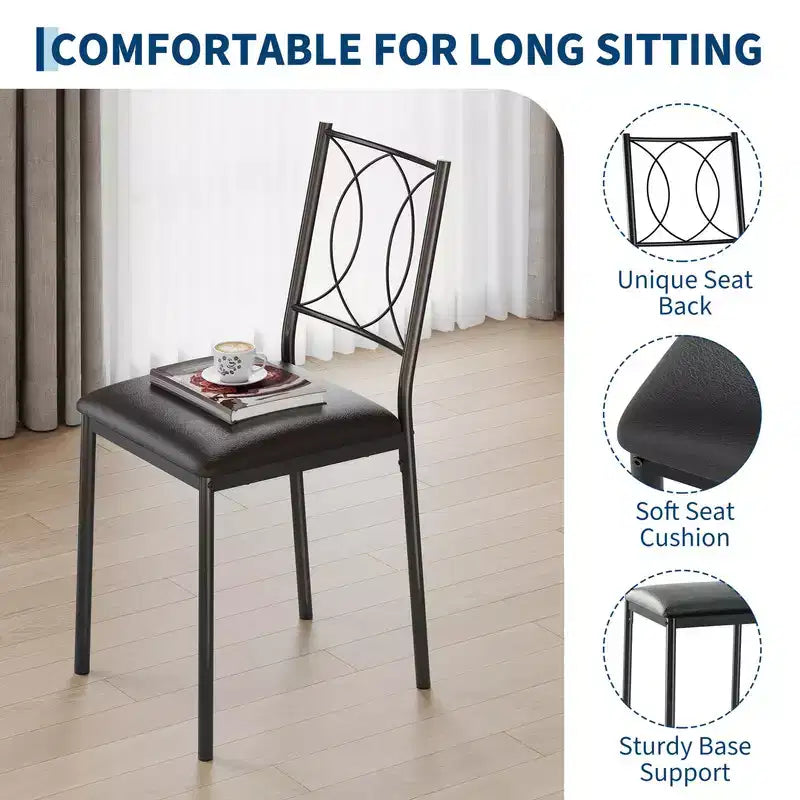 Dining Table Set for 2, Small Kitchen Table with 2 Upholstered Chairs, Farmhouse Wood Dining Table Chairs for Kitchen Room, Apartment