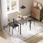 Dining Table Set for 2, Small Kitchen Table with 2 Upholstered Chairs, Farmhouse Wood Dining Table Chairs for Kitchen Room, Apartment