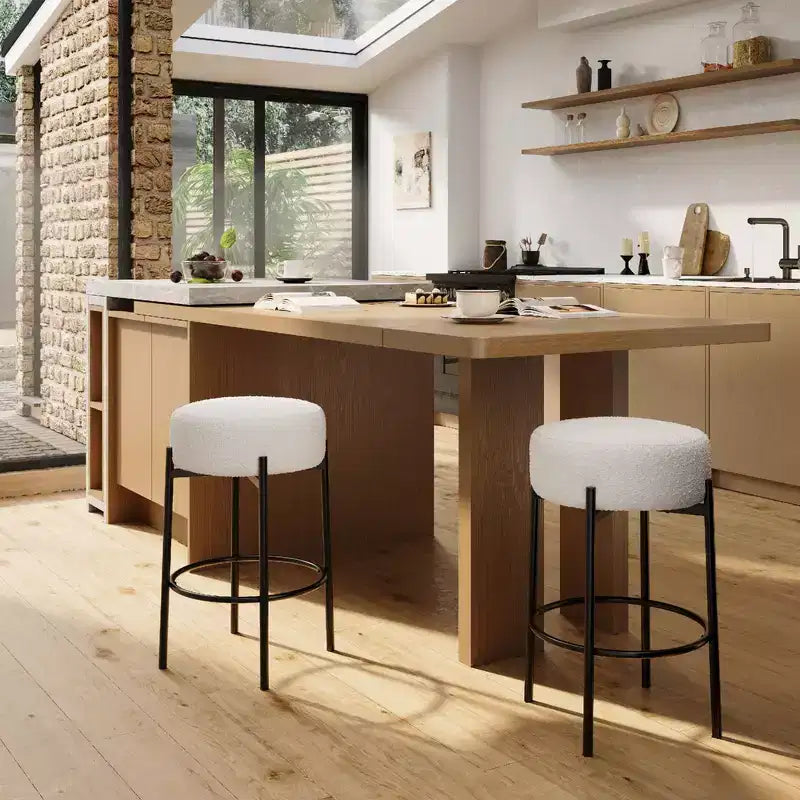 Set of 2 Modern 24 Counter Height Barstools with Soft Seat, Backless Design & Metal Legs for Kitchen Island, Bar, or Dining Room