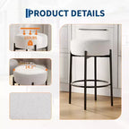 Set of 2 Modern 24 Counter Height Barstools with Soft Seat, Backless Design & Metal Legs for Kitchen Island, Bar, or Dining Room