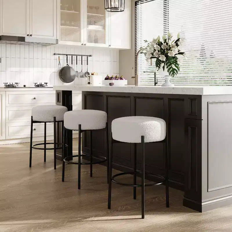 Set of 2 Modern 24 Counter Height Barstools with Soft Seat, Backless Design & Metal Legs for Kitchen Island, Bar, or Dining Room