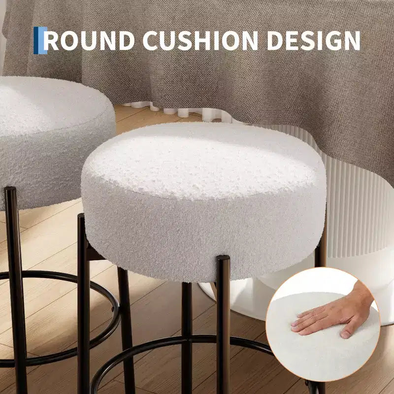 Set of 2 Modern 24 Counter Height Barstools with Soft Seat, Backless Design & Metal Legs for Kitchen Island, Bar, or Dining Room